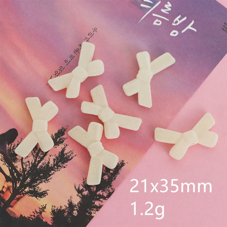 10 шт. бежевые акриловые флокирующие бусины с бантом для ношения волос сережки