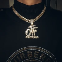 hip hop cubic zircon only the family otf pendant 13mm 20 iced out lock miami cuban chain necklace dropshipping