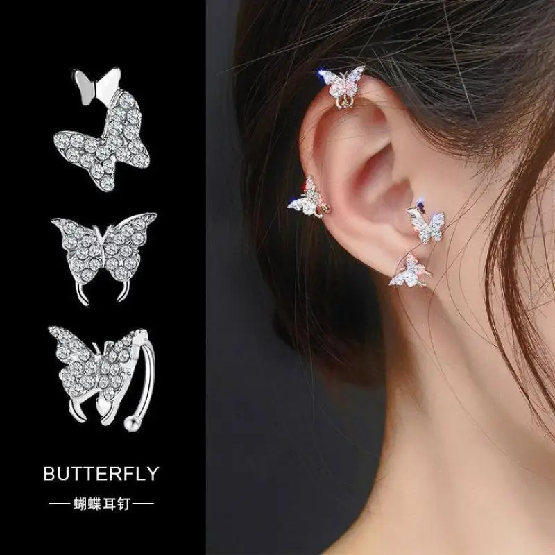 Классические серьги гвоздики с хрустальными бабочками для женщин милые дикого
