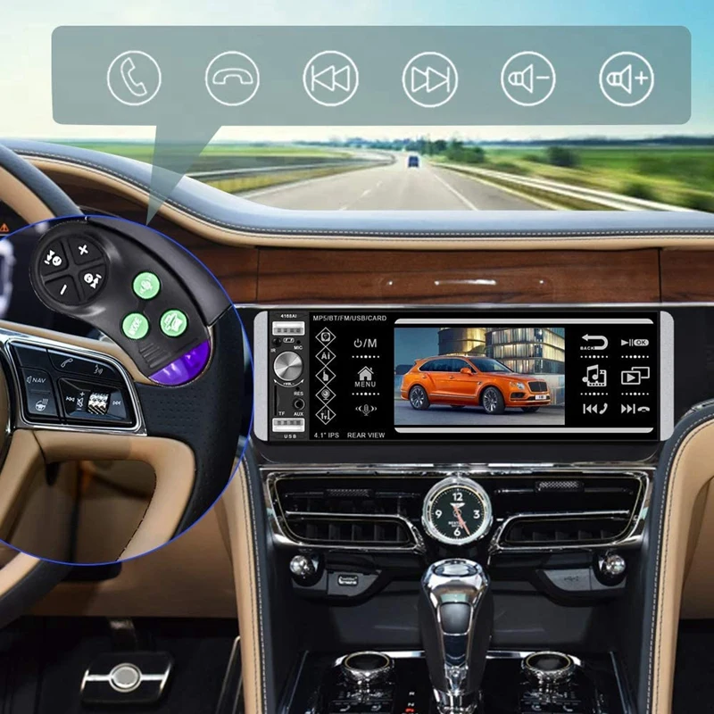 

Single Din Car Stereo Radio 4.0 Inch Press Screen AM/FM Bluetooth Player Support RDS/4 USB Input/ Mirror Link for Phone