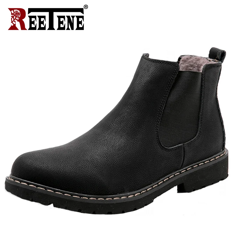 Reetene/ г. Новые зимние мужские ботинки модная удобная мужская обувь сохраняющие тепло мужские ботинки на шнуровке Нескользящая Мужская обувь большого размера