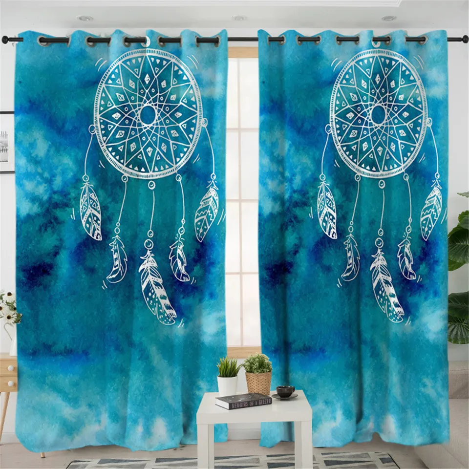 Постельные принадлежности Outlet Dreamcatcher Гостиная занавески s акварель синий розовый фиолетовый занавески для спальни Декор окна лечение шторы