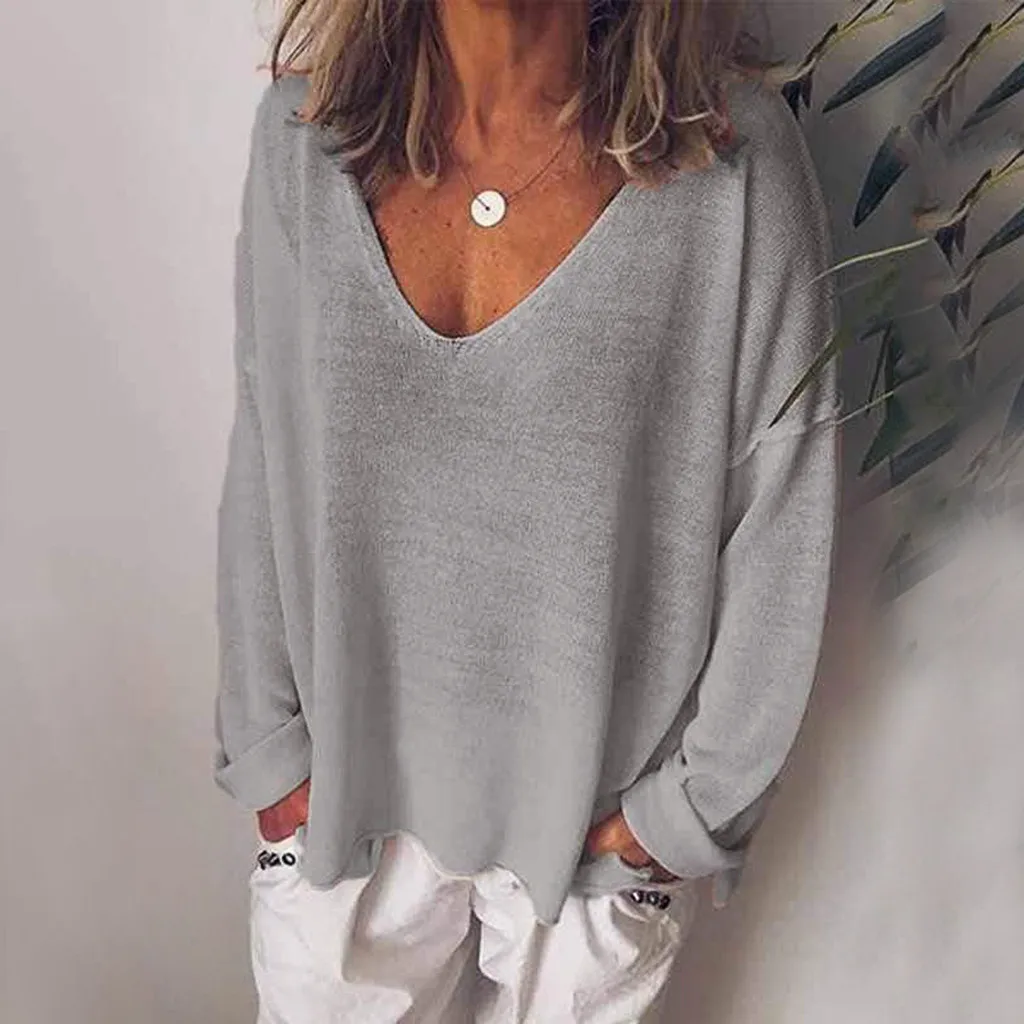 Женская модная повседневная Осенняя Повседневная футболка с длинным рукавом