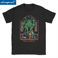 trust in god t shirts for men women horror halloween retro cthulhu lovecraft occult tee shirt o neck t shirts printing clothes
