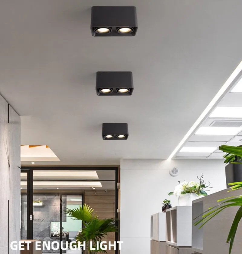 

Square COB LED dimmable Downlights 10W/15W/2X10W/2X15W Surface Mounted LED Ceiling Lamps Spot Light LED Downlights AC85V-265V