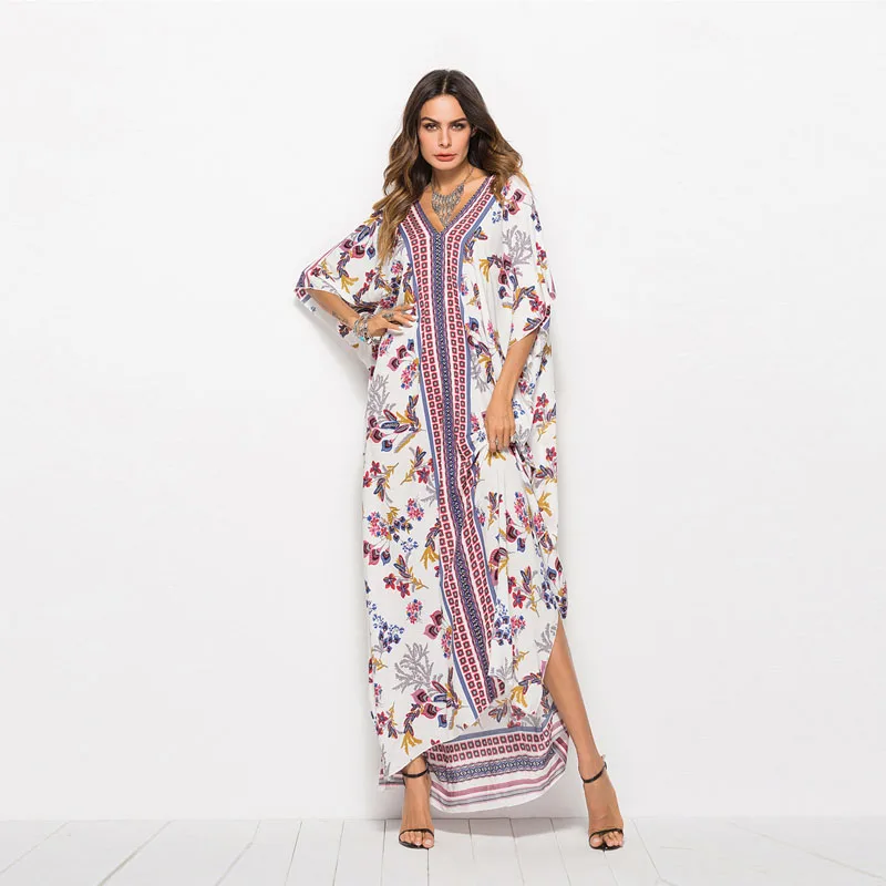 Женское пляжное платье-макси CINESSD повседневное Свободное платье с цветочным