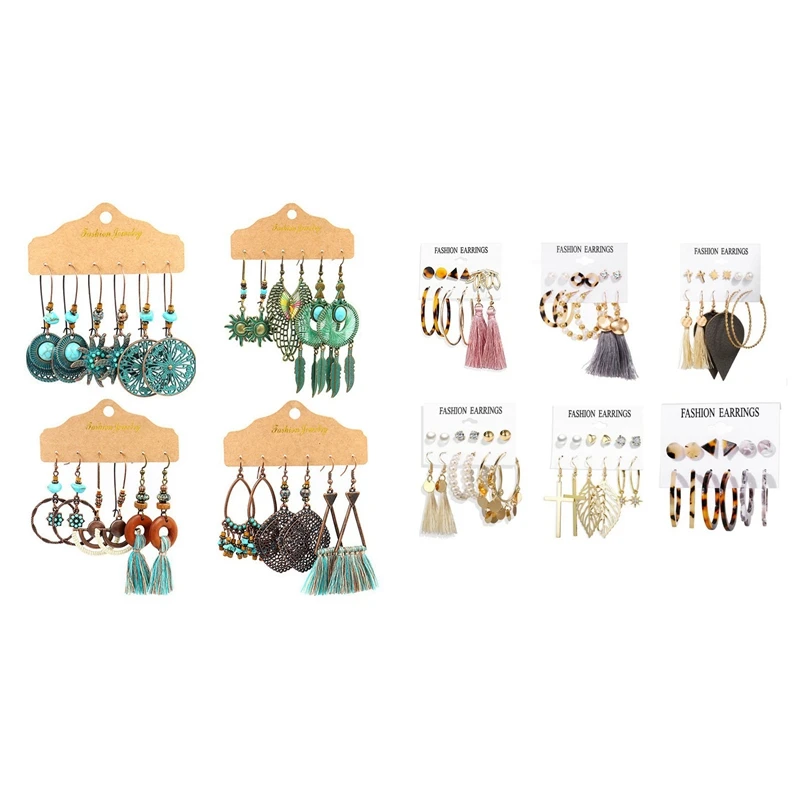 

48 пар, богемные серьги для девочек на день рождения/вечевечерние/День Святого Валентина, 12 пар A и 36 пар B