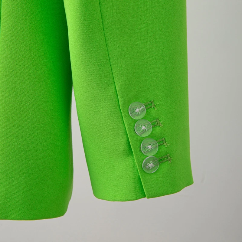 

TWOTWINSTYLE Minimalist Green Blazer For Women Notched Long Sleeve Casual Loose Solid Blazers Female Fashion New Clothing 2021