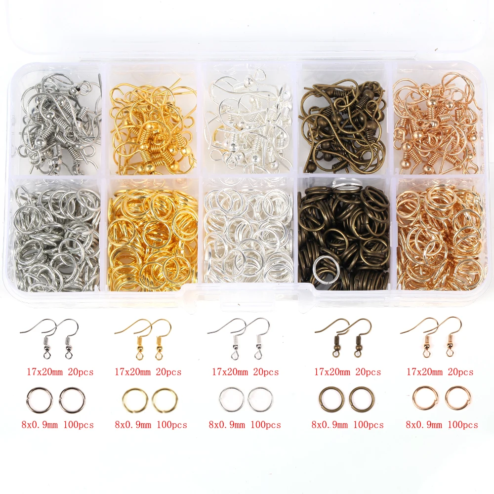 

Набор аксессуаров из сплава золотистого и серебристого цвета, крючок для ушей, открытые колечки, серьги, комплект ювелирных изделий