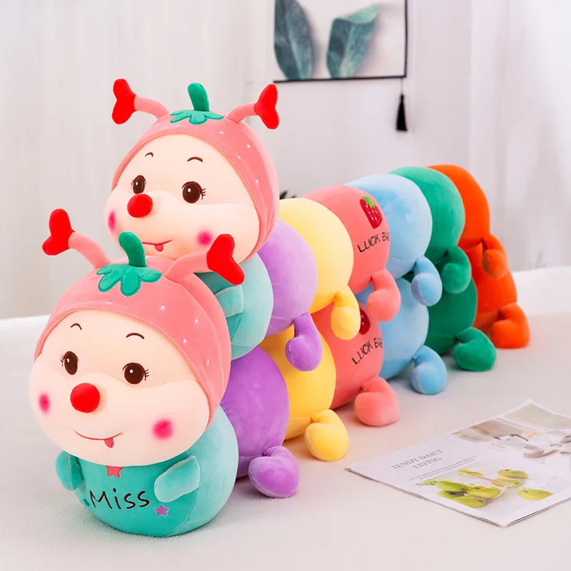 

Красочная гусеница Zqswkl 95/130 см, плюшевая игрушка, клубника, аниме, Длинная Подушка, большие животные, мягкие рождественские игрушки для девоч...