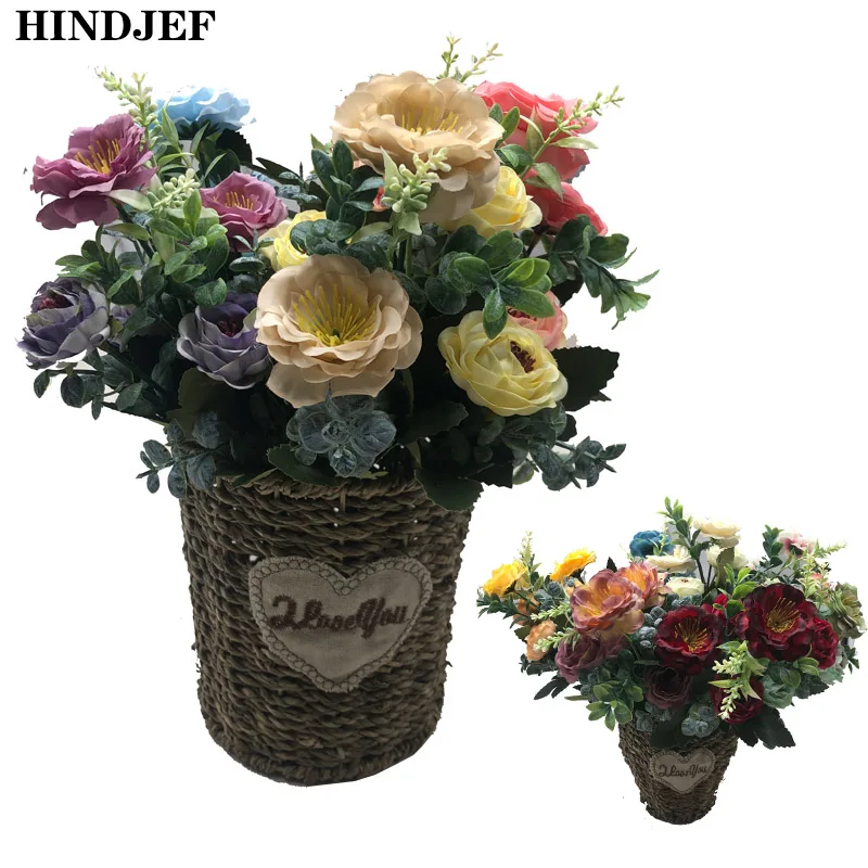 HINDJEF 1Uds 5 см искусственная винтажная Европейская шелковая маленькая Роза Бутон