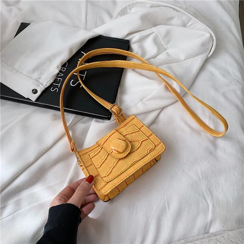 

Stone Pattern Mini Square Bag Women Fashion Candy Color Messenger Handbag White Retro Casual Shoulder Bags 2021 New Spring PM182