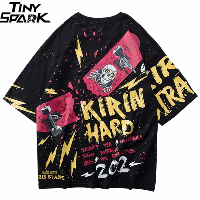 Мужская футболка в стиле хип хоп уличная с коротким рукавом и принтом виде