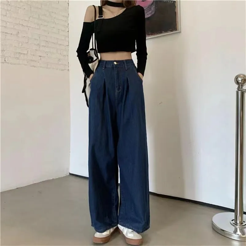 

Джинсы женские хлопковые с высокой талией, широкие, свободные, винтажные