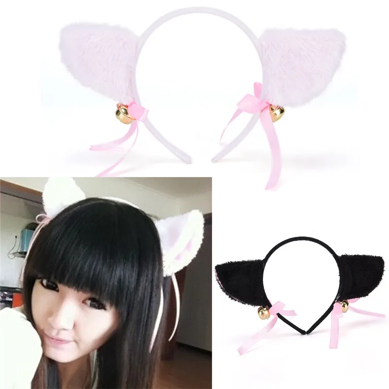 

1PCS Cute Lovely Bell Hairwear Lovely Fox Cat Ear Fur Hair Clip Hairband Women Fashion Charming