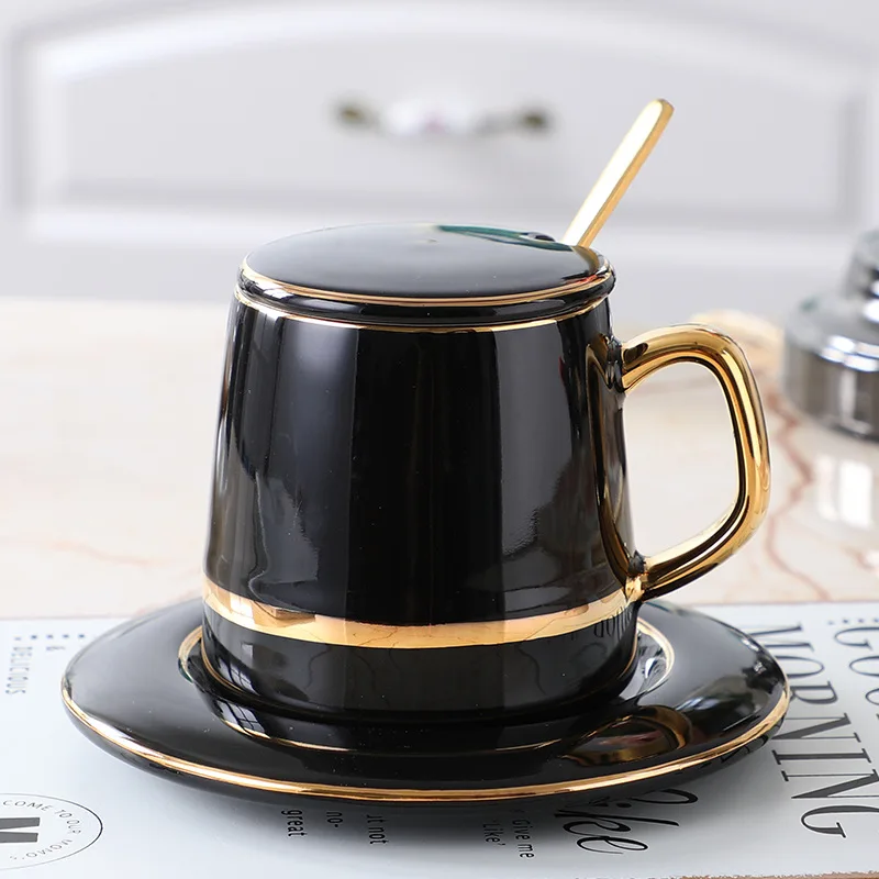 

Ceramic Coffee Cup Luxury Nordic Luxury with Spoon Solid Green Minimalist Afternoon Tea Cups Afternoon Tea Cup and Saucer Set
