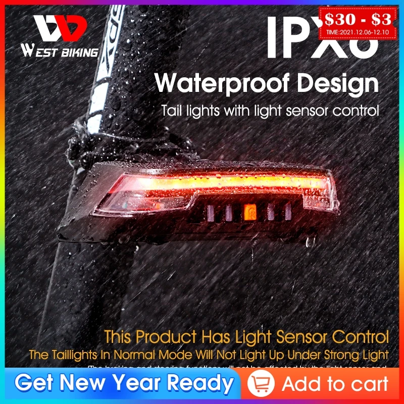 

Smart Bike Tail Light MTB Road Bicycle LED USB Rechargeable Riding Safety Lamp Wireless Remote Turn Signal Cycling Rear Light