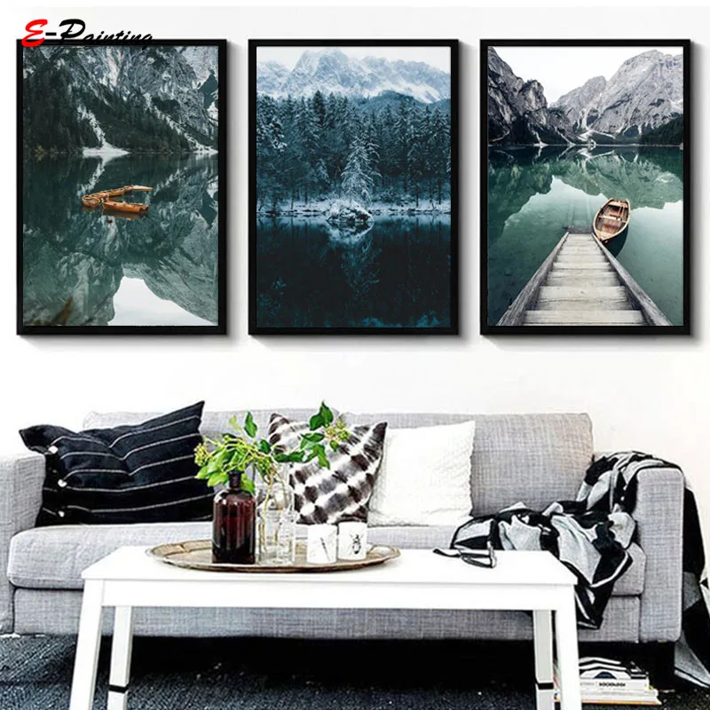 Современная Настенная картина с изображением гавани пейзажа прозрачная вода