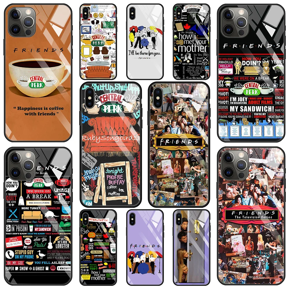 

Tempered Glass Case For iPhone 13 12 11 Pro Max 12Mini X XR XS Max 8 7 6s Plus SE 2020 Cover Phone Shell Friends reunion special