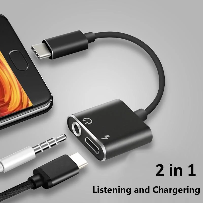 Тип C Aux аудио кабель адаптер usb до 3 5 мм разъем для наушников 2 в 1 зарядное