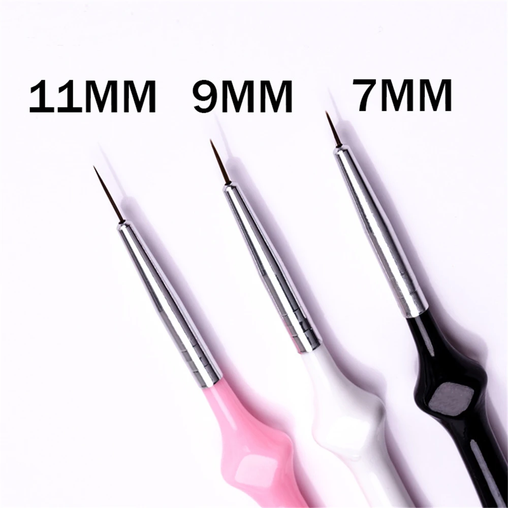 Набор кистей для маникюра и нейл арта 7/9/11 мм 3 шт.|Кисти ногтей| |