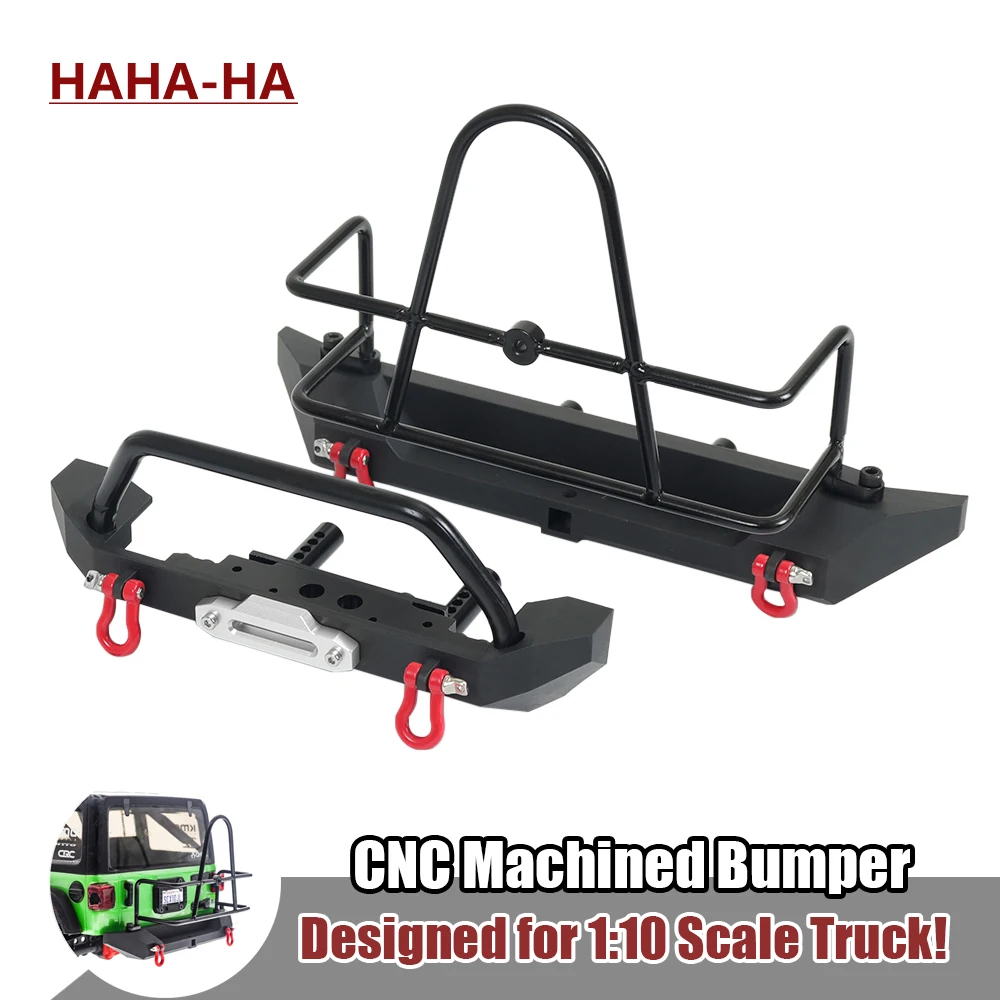 

Tough Metal Front Rear Bumper with Stinger/Spare Tire Carrier for 1/10 RC Crawler TRX4 Axial SCX10 90046 Redcat Gen8
