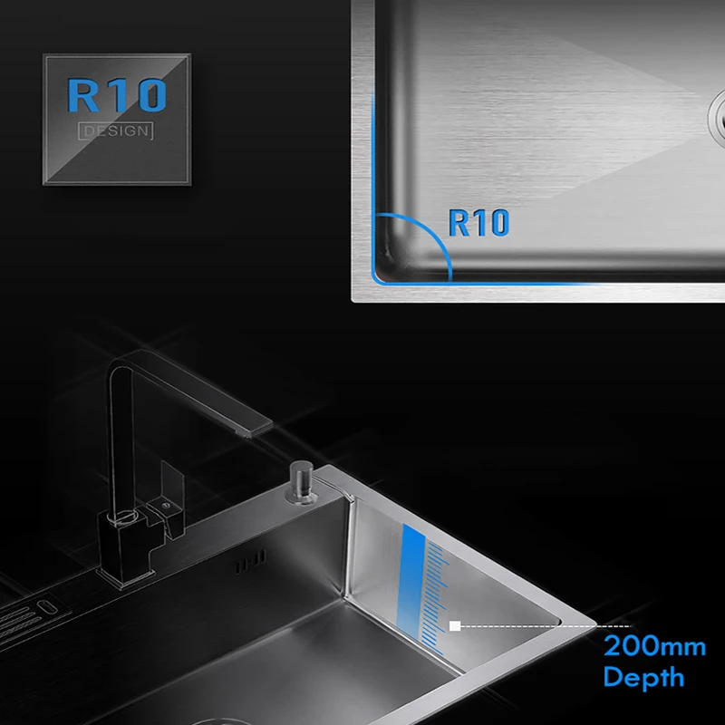 304 кухонная раковина из нержавеющей стали с держателем для ножей