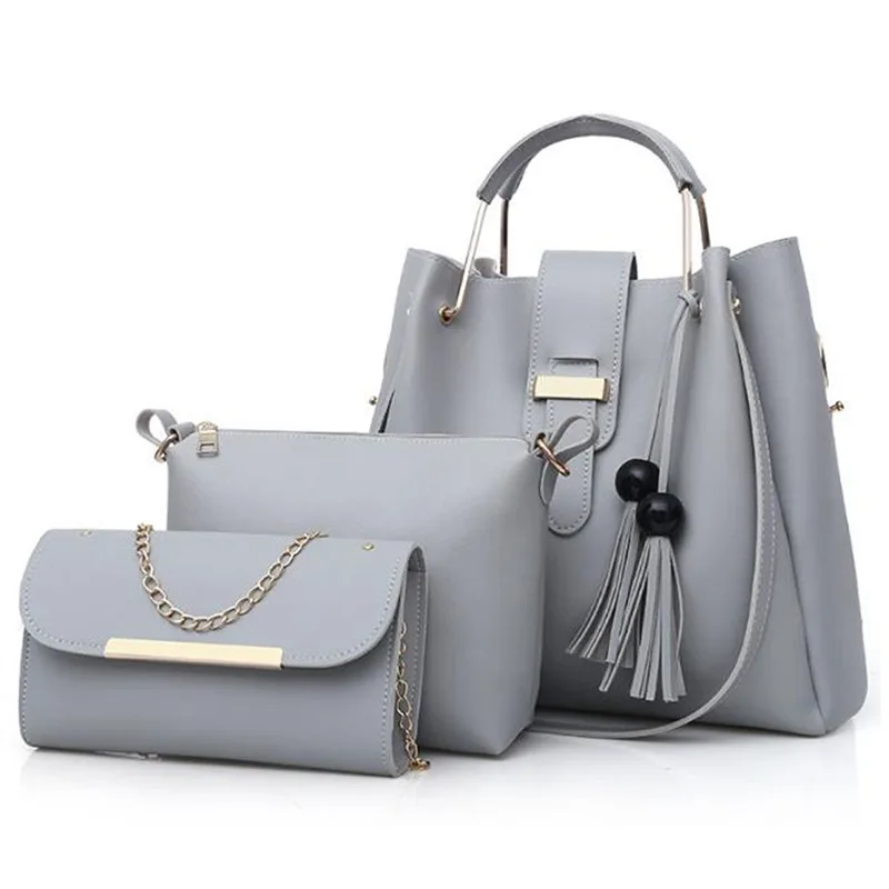 

3PCS Women's Bag Set Fashion PU Leather Ladies Handbag Large Capacity Casual Tote Bag Bucket Purses Handbags
