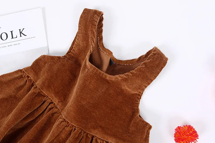 Осеннее вельветовое хлопковое платье для девочек Трапециевидные платья