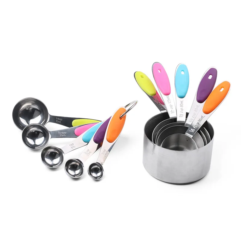 

Creative Multipurpose 5pcs/10pcs Stainless Steel Measuring Cup And Spoon Set Measure Scoop Kitchen Cooking Measuring Tool