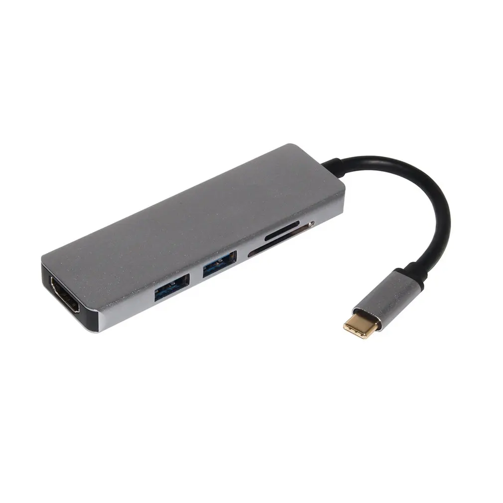 Новый usb-док-станция Thunderbolt 3 USB Type C к HDMI USB3.0 кабель TF SD карта 5в1 адаптер сплиттер