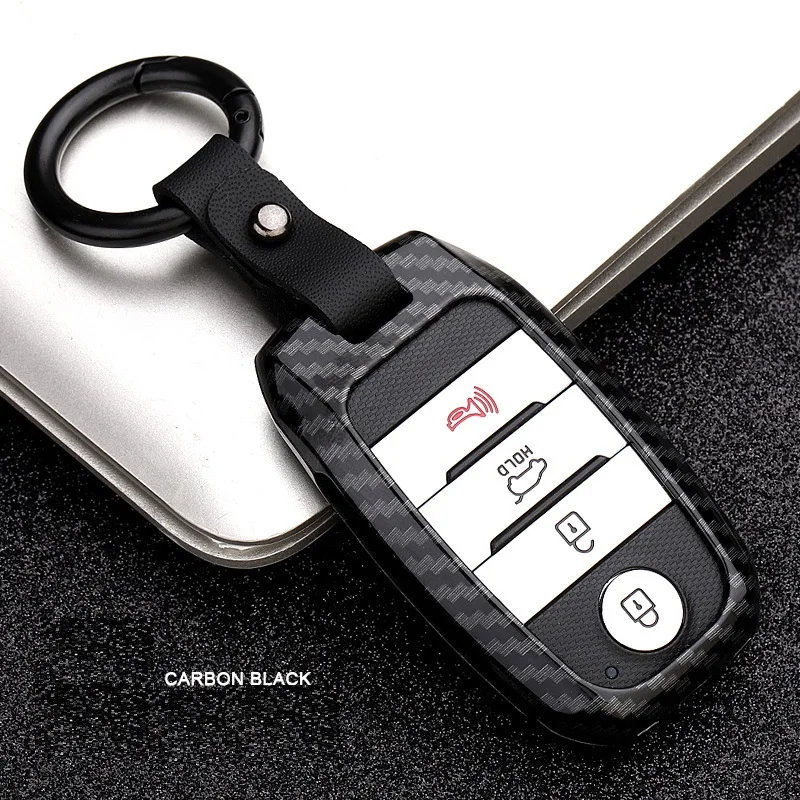 Cabon волоконный сплав чехол для автомобильного смарт-ключа Крышка для Kia KX3 KX5 K3S RIO Ceed Cerato Optima K5 Sportage Sorento автостайлинг - Название цвета: carbon black