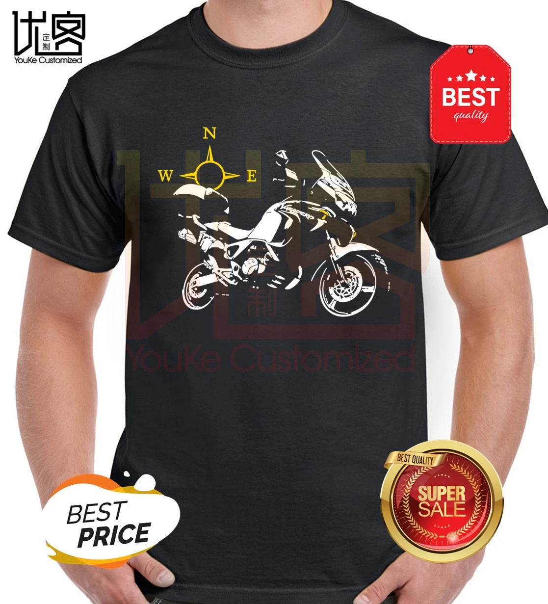 Футболка для мужчин и женщин тенниска из 100% хлопка с коротким рукавом мотоцикла
