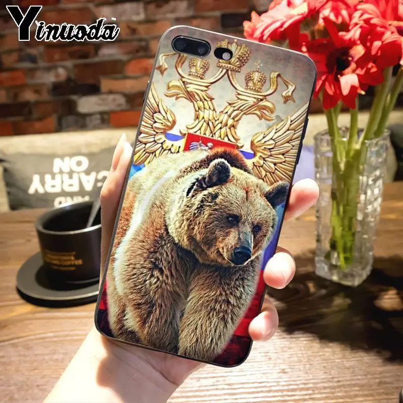 15 Yinuoda флаг России черный медведь, Мягкий силикон чехол для телефона для iPhone 7plus 6S 7 8Plus X 5S xr xs max xr 11 11pro max чехол - Цвет: 15