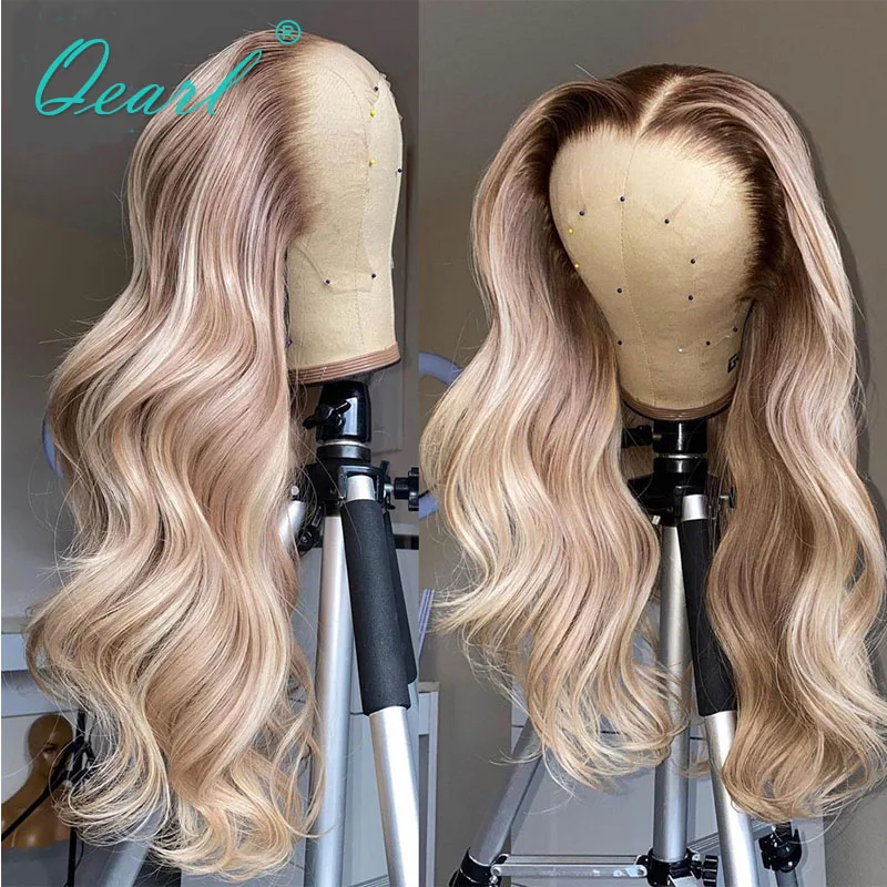 

Highlights Light Blonde Colored Human Hair Lace Front Wig 13x6 Frontal Wigs for Women Brazilian Wavy Remy Hair 150% 180% Qearl