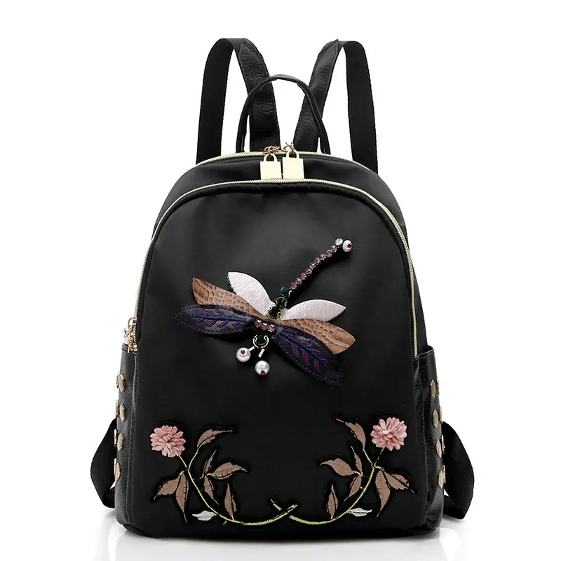 

Рюкзак с вышивкой Стрекоза Женский, школьный ранец для улицы, дорожная сумка