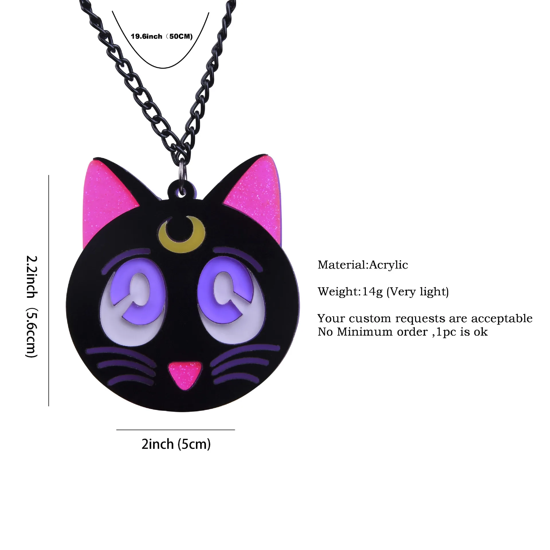 KUGUYS Трендовое ювелирное акриловое милое ожерелье с черным котом для женщин