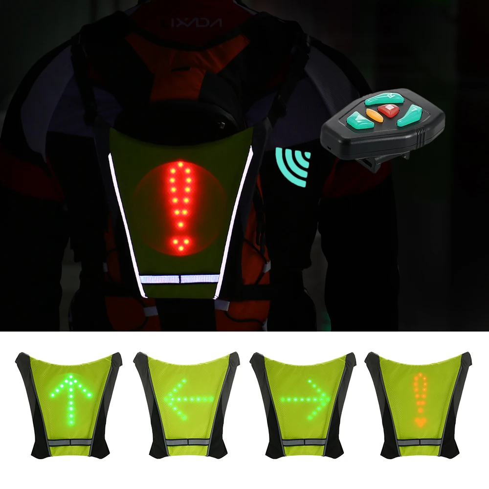New LED Wireless Cycling Vest 20L MTB Bike Bag Safety LED Turn Signal Light Vest Bicycle Reflective Warning Vests With Remo