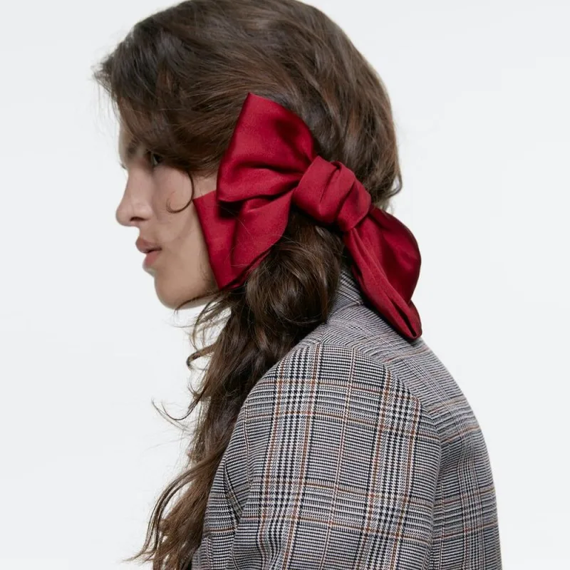 Трендовая заколка для волос с бантиком ZA женщин и девочек классический красный