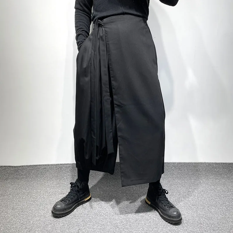 Men's Legged Casual Capris Fashion New Black Slim Designer Loose Asymmetric Crotch Slightly Broken Harlan Pants