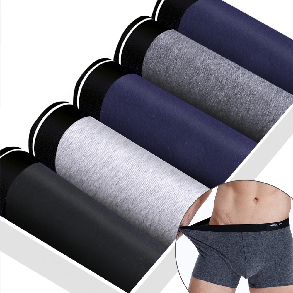 

4pcs Boxer Shorts Underpants man Men's Panties Men Boxer Underwear 100% Cotton Boxershorts Calzoncillos Hombre Large Size Soft