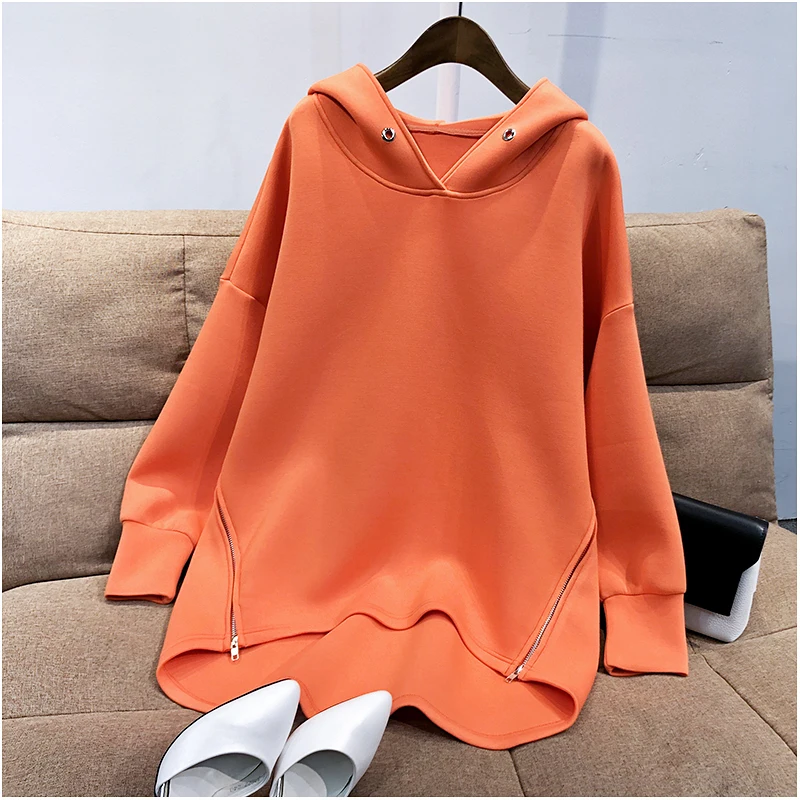

Womens Hoodies Sweatshirt Autumn Korean Thin Long Sleeve Side Zipper Harajuku Loose Oversized Pullovers Female Sudadera Mujer