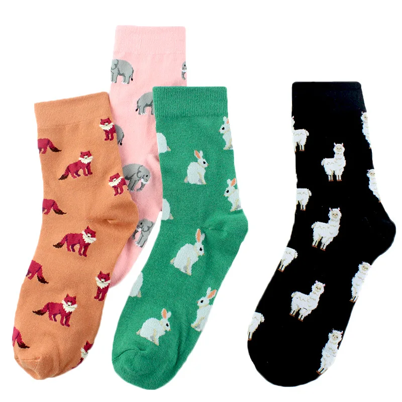 Peonflybrand Япония Harajuku Кролик кошка Лиса животные женские носки Kawaii милые забавные с