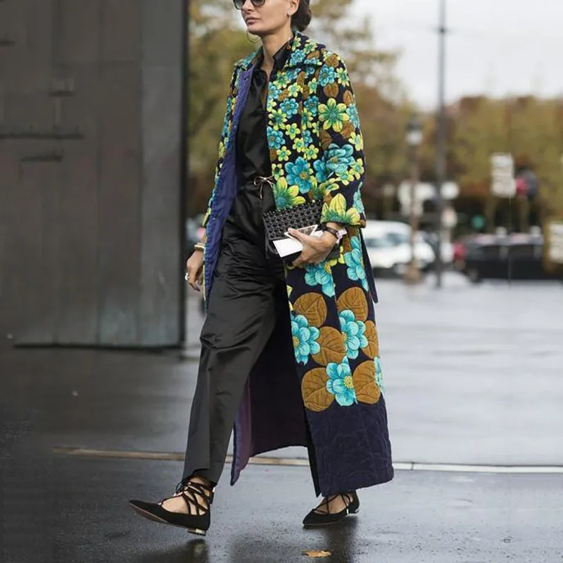 Осень/Зима 2020 Женское пальто средней длины хлопковое модное с принтом в стиле