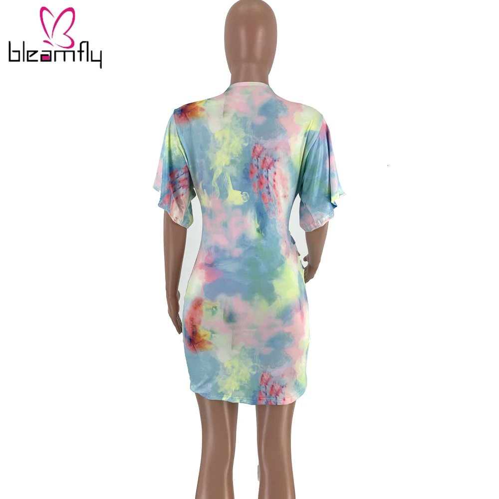 Новинка 2019 женское летнее платье с принтом Tie Dye Galaxy облегающее мини средней длины