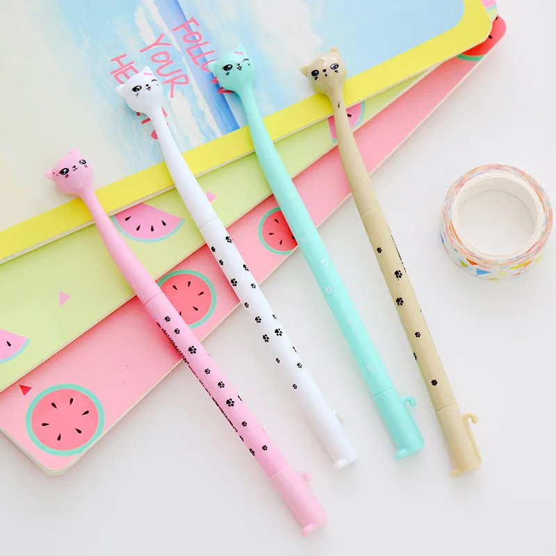Ceny 20 Sztuk Długopisy żelowe Japońska Urocza Kreskówka Koreańska Kot Pióro Neutralne Długopis Signature Student Kreatywne Materiały Biurowe Nowość