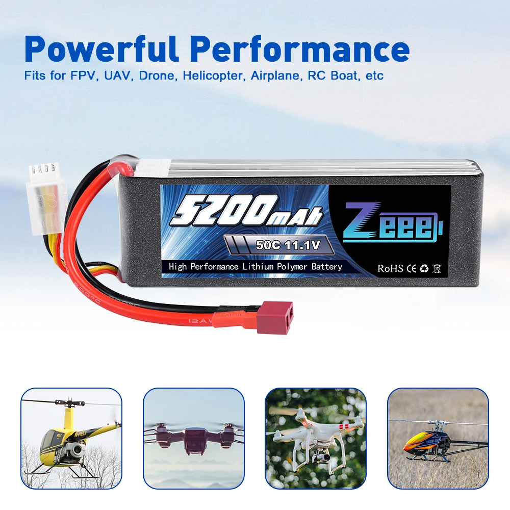 zeee 3s 5200mah 50c 111 v rc lipo батарея с разъемом deans д