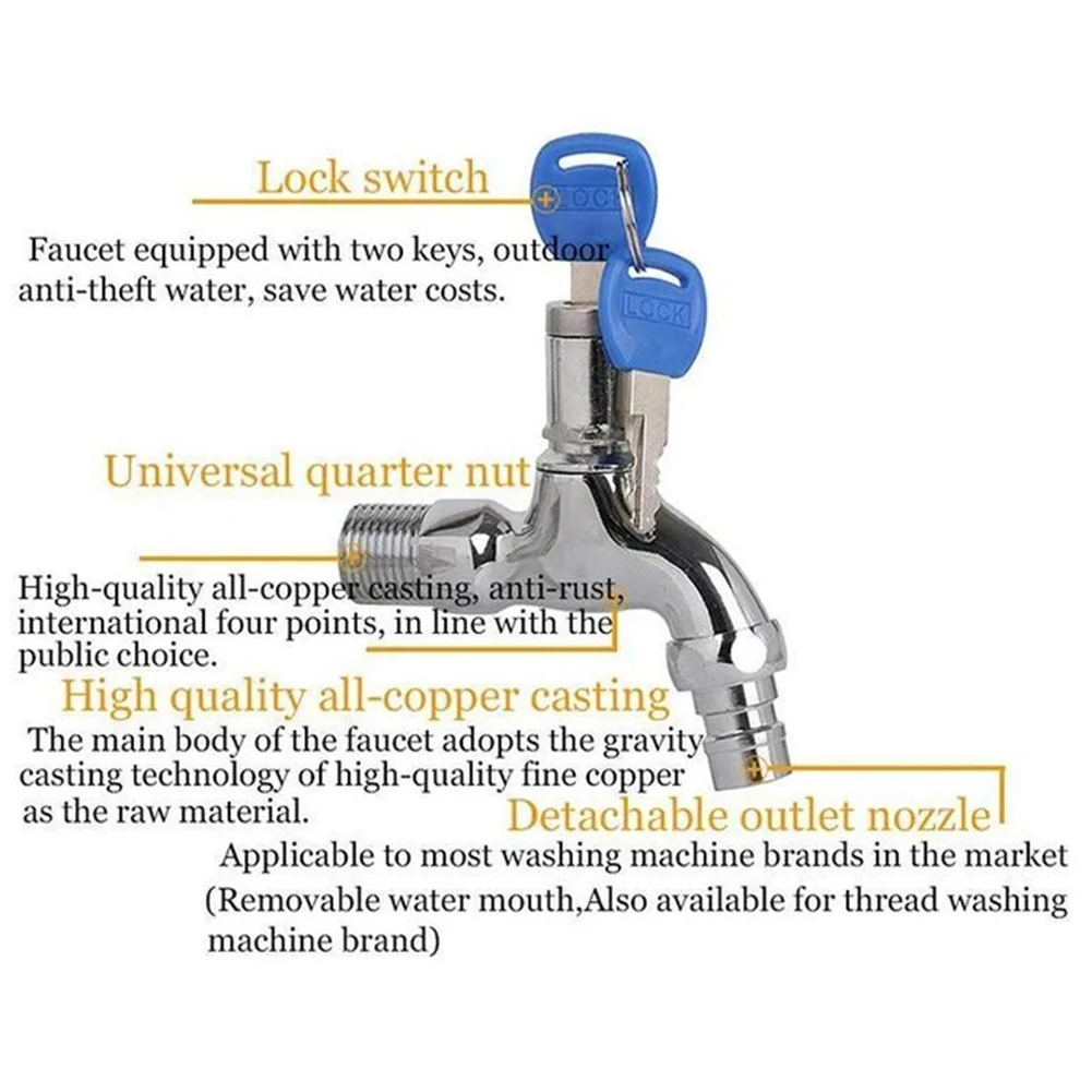 Универсальный водопроводный кран с замком одно отверстие защита от кражи в