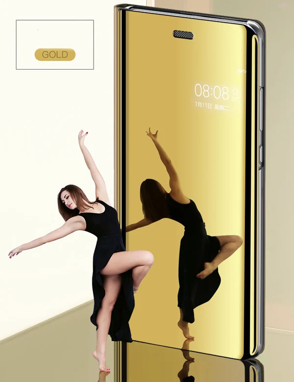 Gold Умный зеркальный флип-чехол для huawei P Smart Z Y9 Y7 Y6 Y5 Prime NOVA 5 5i Pro 4 4E 3 3i 3E чехол для телефона Coque - Цвет: Gold