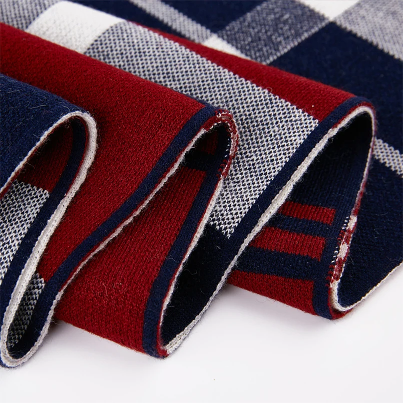 Новинка 2021 мужской шарф зимний клетчатый шерстяной кашемировый вязаный деловой